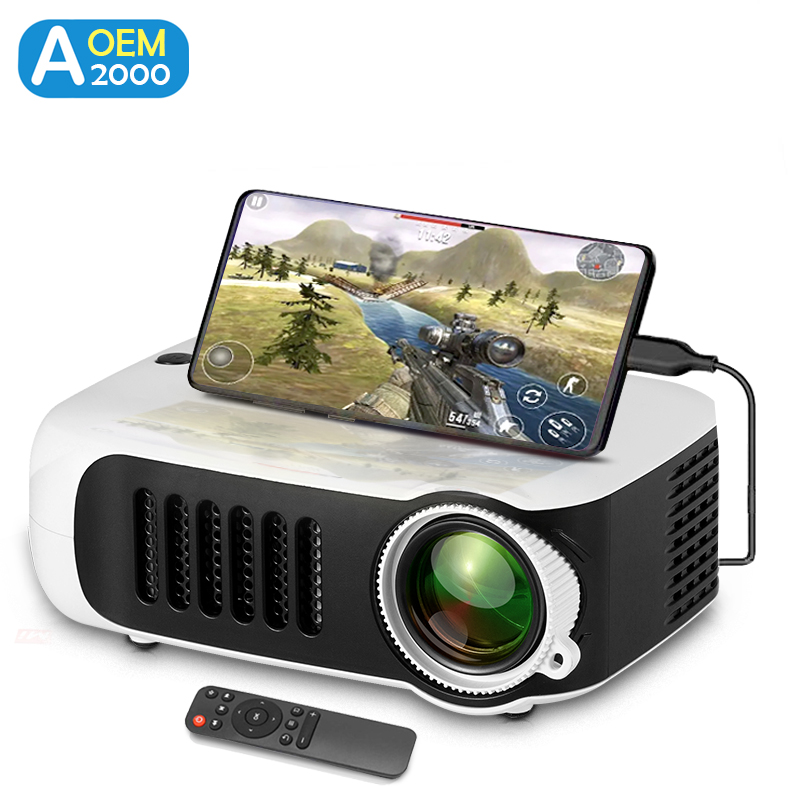 Home Cinema Entertainment - A2000 Mini-Projektor, tragbar, Heimkino, 3D-LED-Videoprojektor, 4K