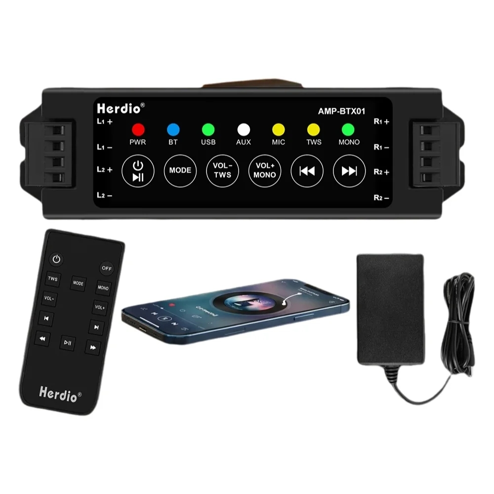 Home Cinema Yamaha - Herdio 4-Kanal Bluetooth-Audioverstärker mit Fernbedienung für