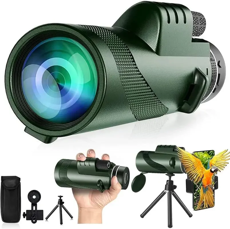 Home Cinema Center - 80x100 HD-Monokular für Smartphone-Adapter und Stativteleskop