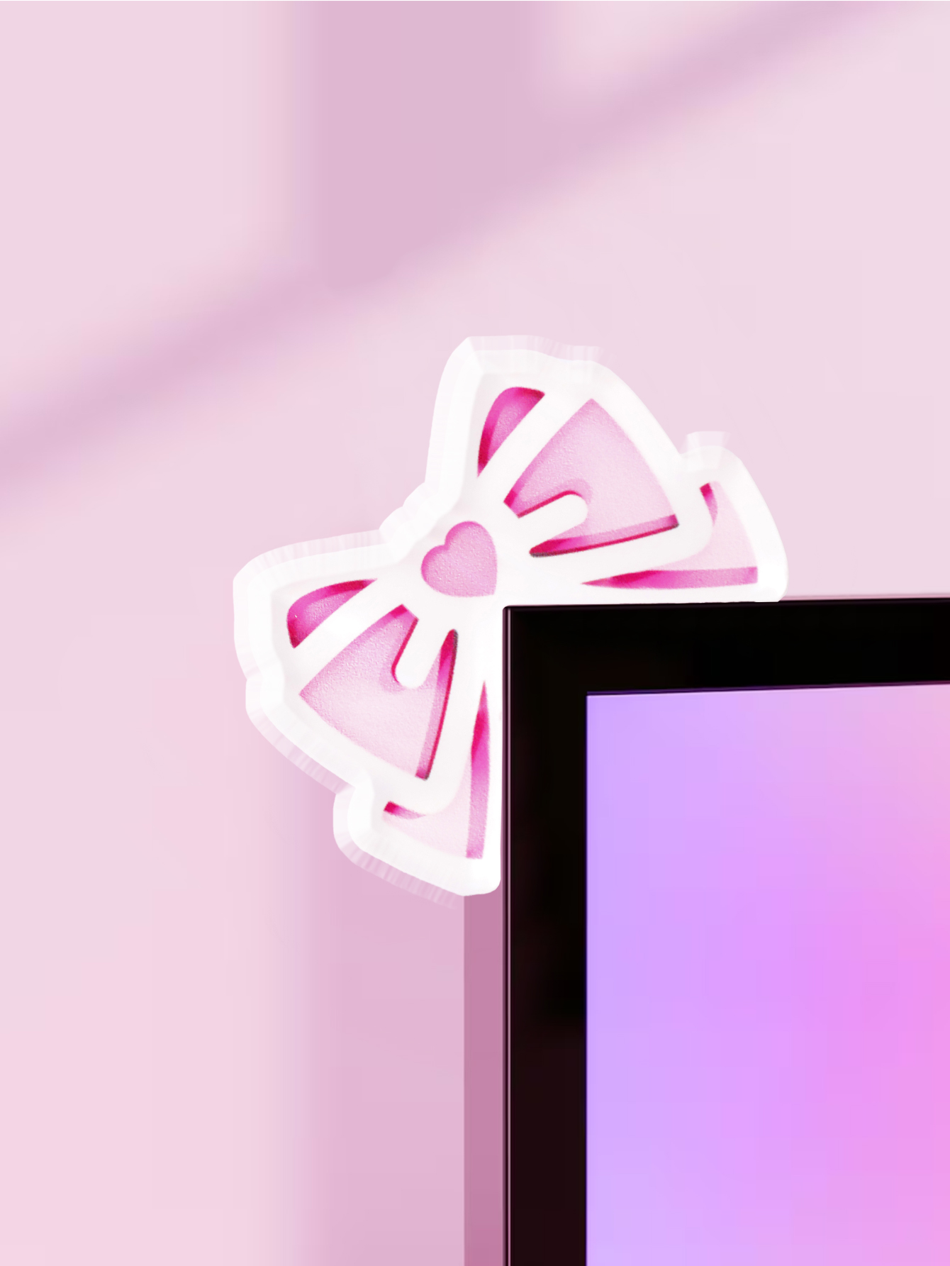 Home Cinema Pc - Kawaii Schleifen-Monitor-Dekor, rosa Acryl-Schleife, PC-Zubehör, niedliche