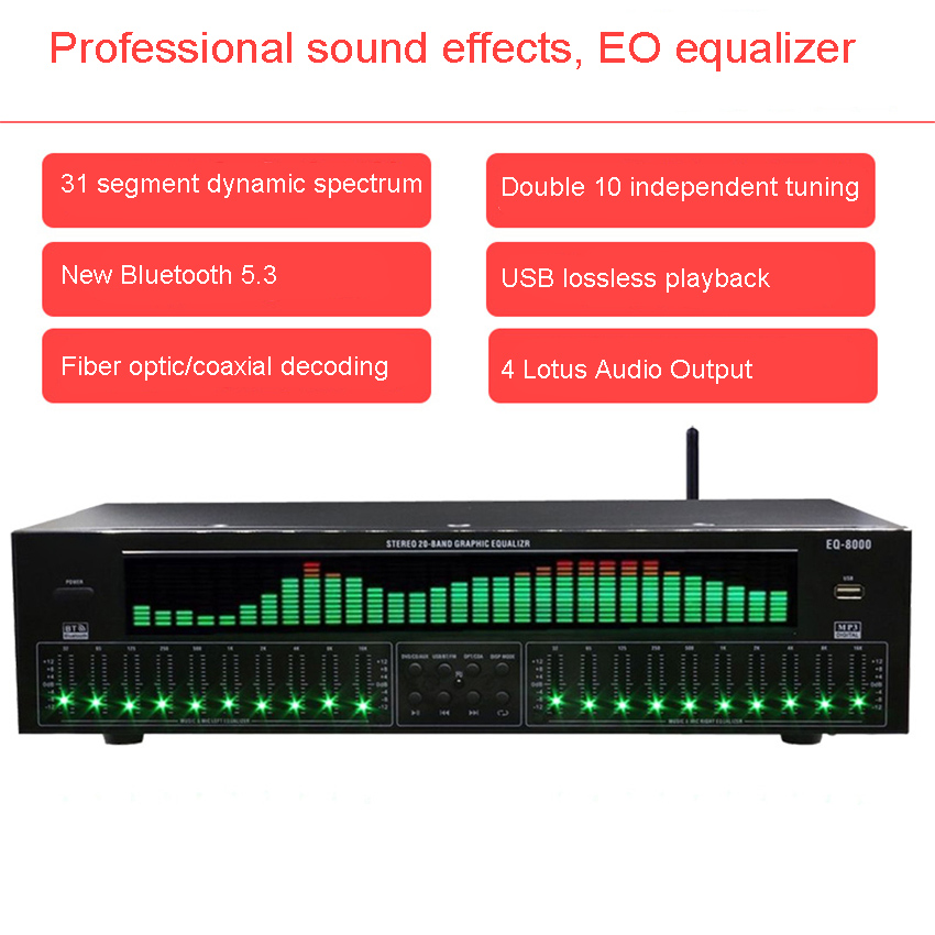 Home Cinema Yamaha - EQ8000 Equalizer Bluetooth 5.3 Faser-Koaxial Digital-Audio-Dekodierungs-Vorverstärker