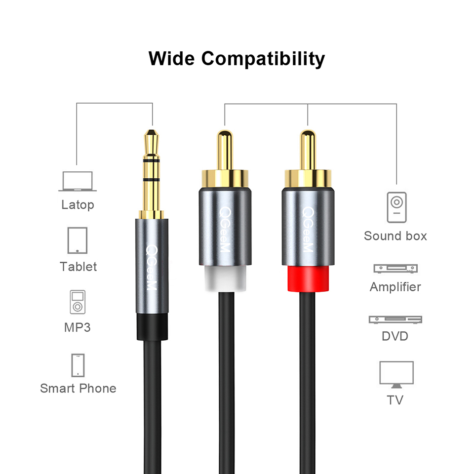 QGeeM RCA-Kabel 2RCA auf 3,5 A – Home Cinema Pc Bewertung und Preis